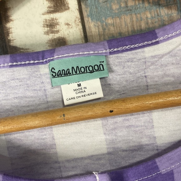Sara Morgan medium purple checkered button down shirt - Picture 5 of 15